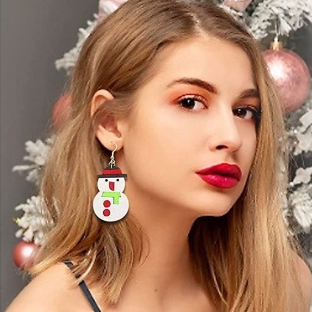 GLITTERY SNOWMAN CHRISTMAS EARRINGS